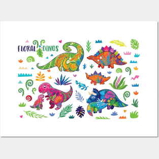 Floral Dinos Posters and Art